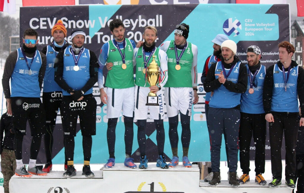 Geromin Camozzi Di Risio Snow Volleyball European Tour Bakuriani podio